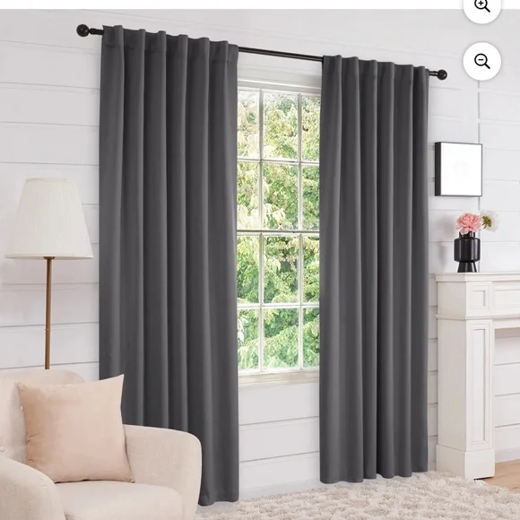 Set of gray 52” x 84” curtains - Picture 3 of 5